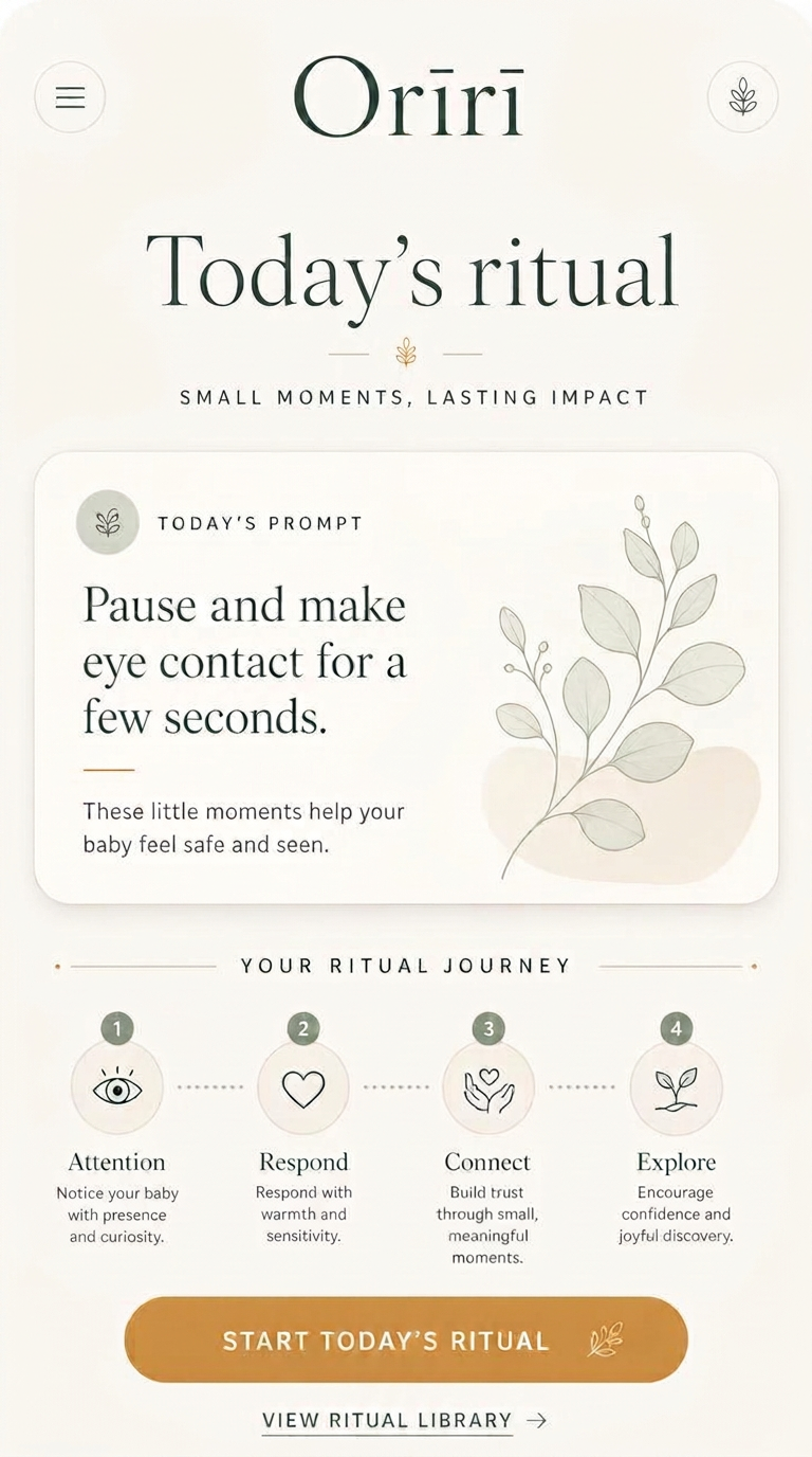 Orīrī app showing a daily ritual